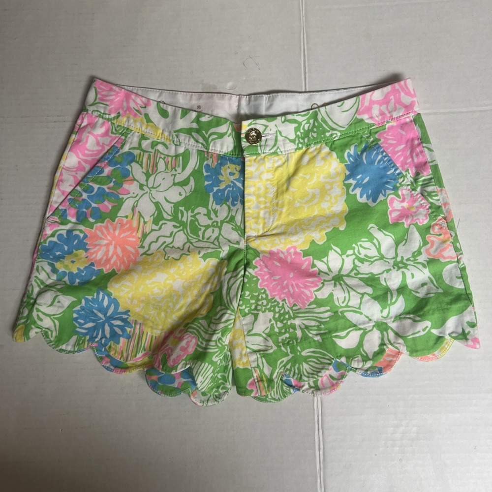 Lilly Pulitzer The Buttercup floral Shorts ~ Multi Pink‎ ~ Sz: 00 scalloped edge